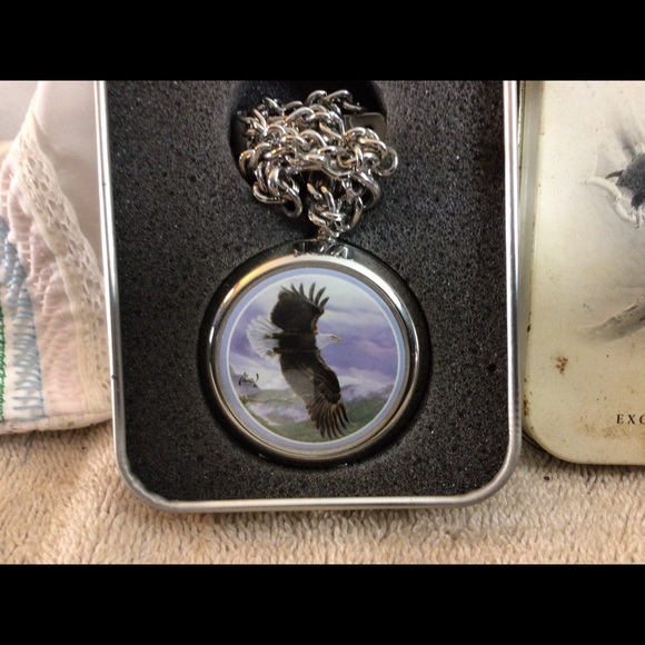Vtg Agnew MAJESTIC FLIGHT Pocket Watch Eagle - Picture 2 of 9